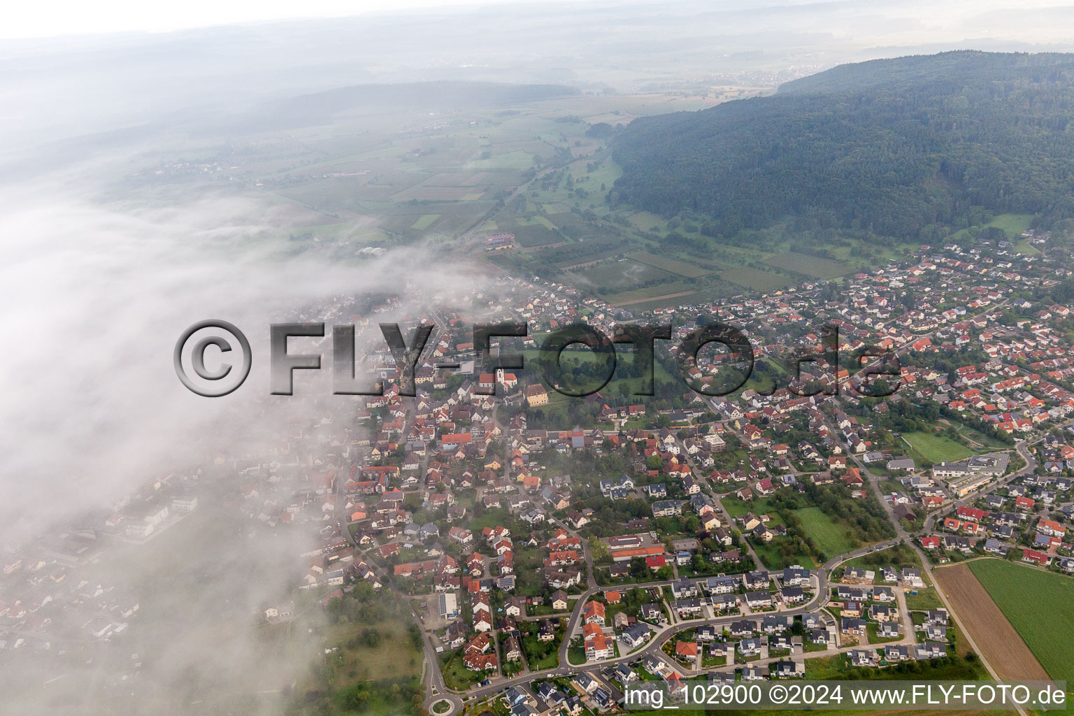 Steißlingen in the state Baden-Wuerttemberg, Germany seen from above