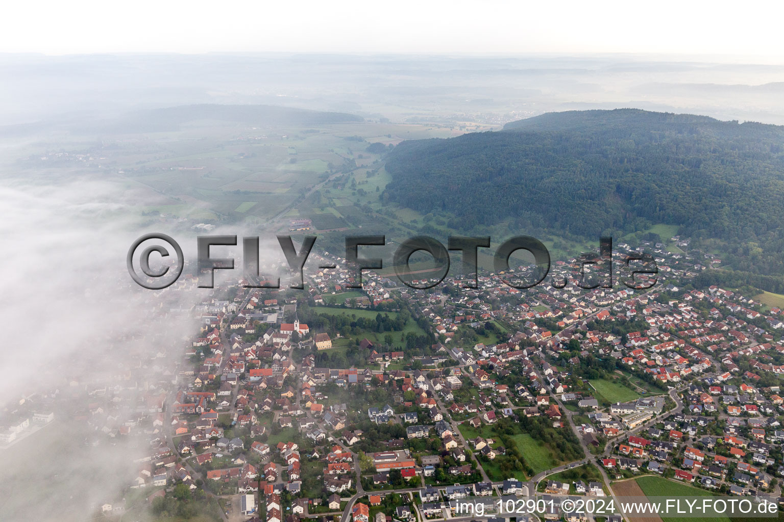 Steißlingen in the state Baden-Wuerttemberg, Germany from the plane