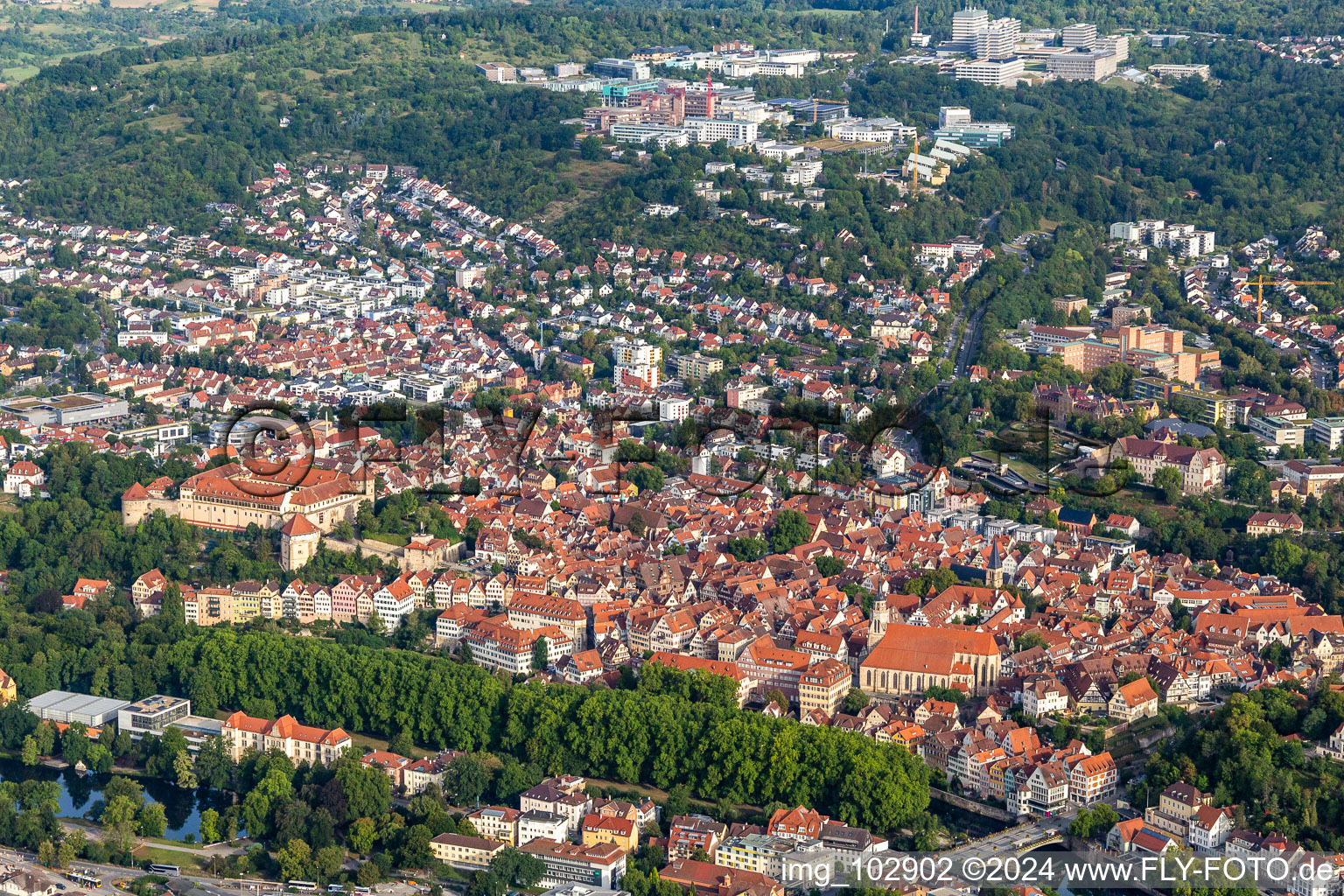 City view on down town at the river Neckar in Tuebingen in the state Baden-Wurttemberg, Germany