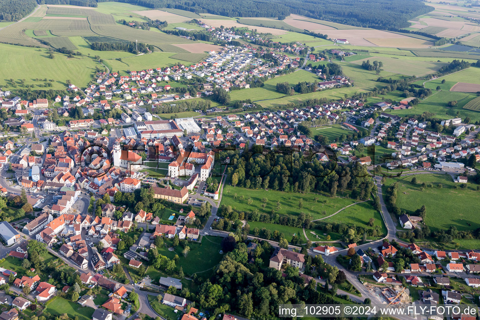 Bird's eye view of Meßkirch in the state Baden-Wuerttemberg, Germany