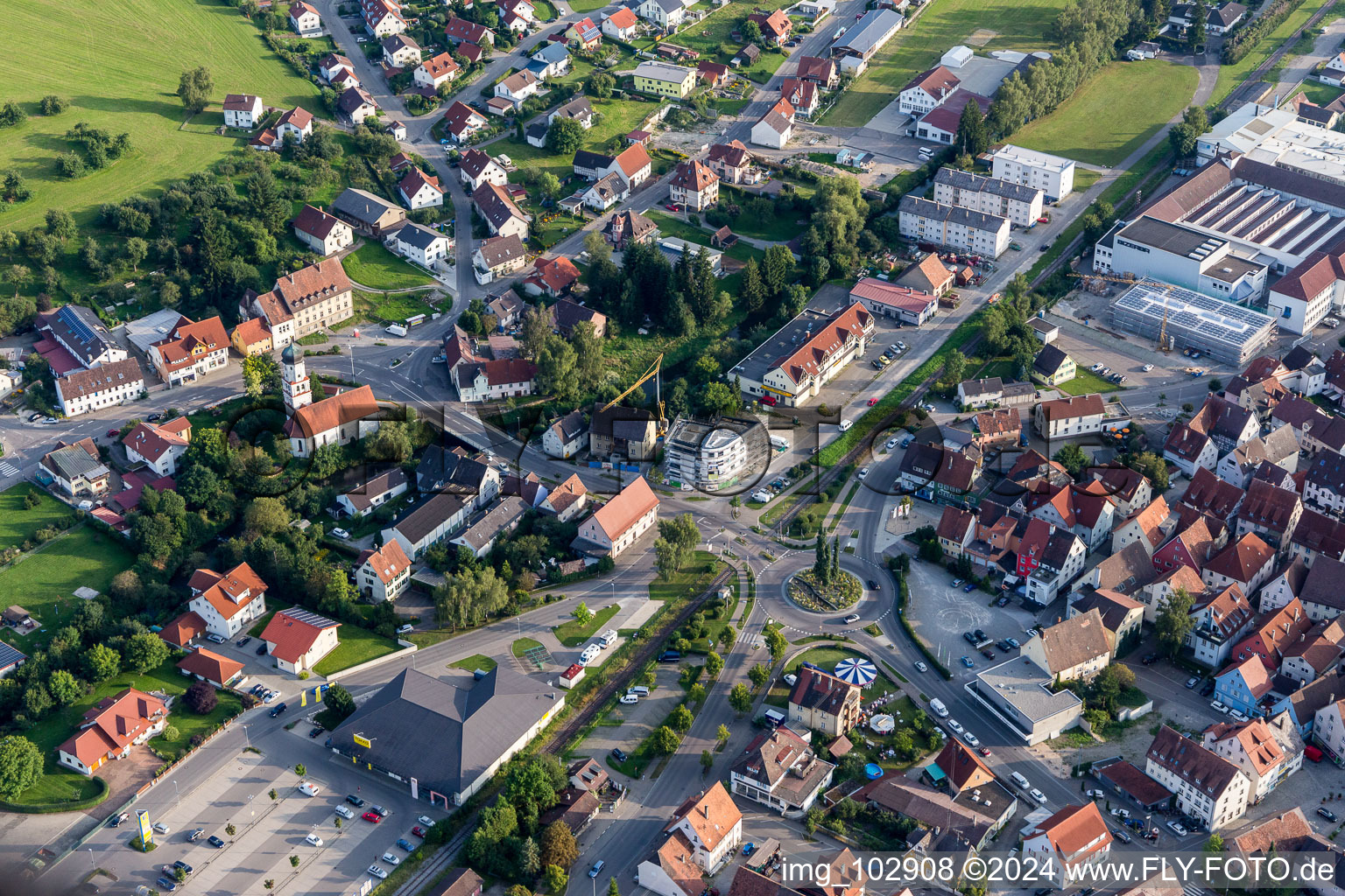 Industrial and commercial area Industriestrasse in Messkirch in the state Baden-Wurttemberg, Germany