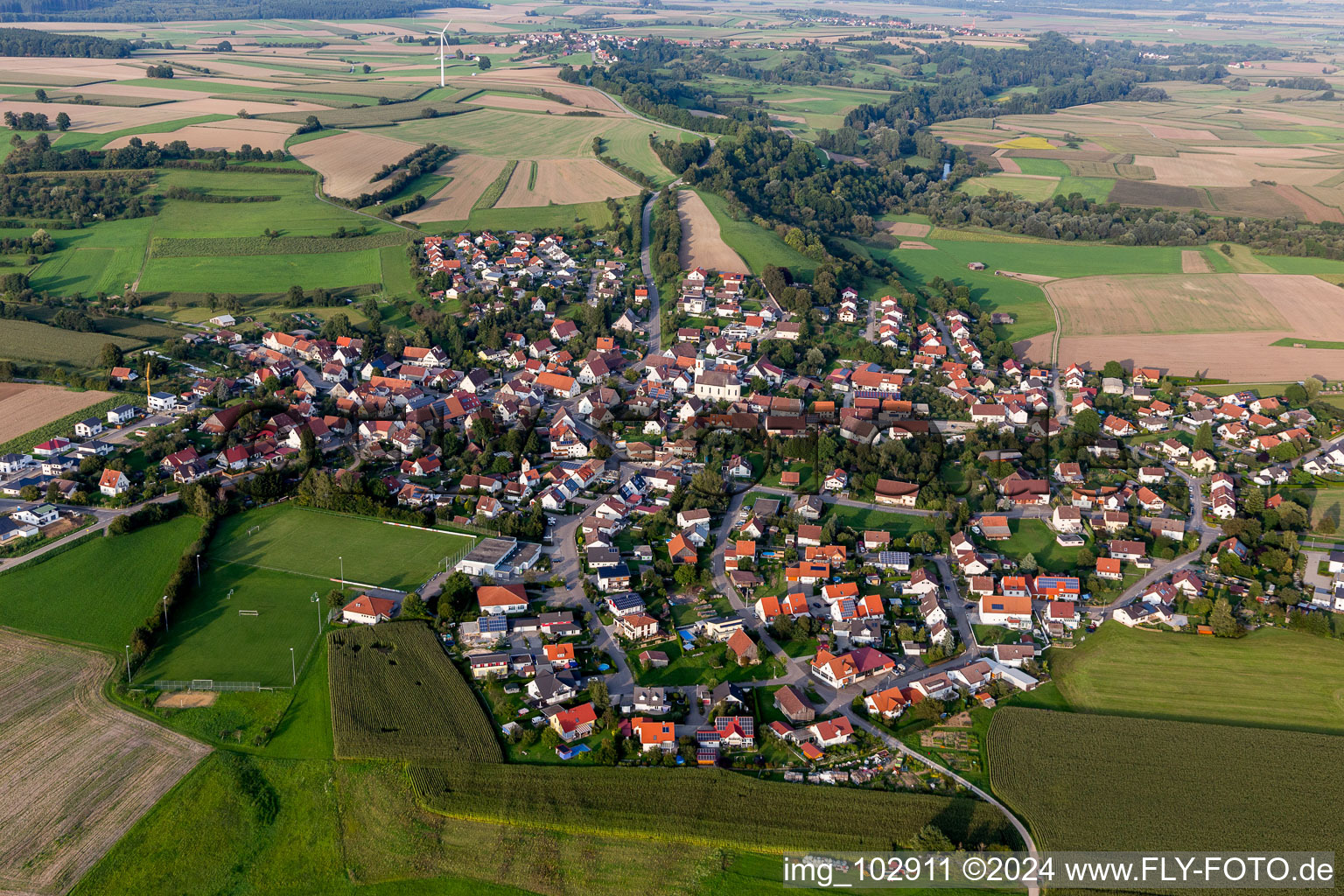 Aerial photograpy of Blochingen in the state Baden-Wuerttemberg, Germany