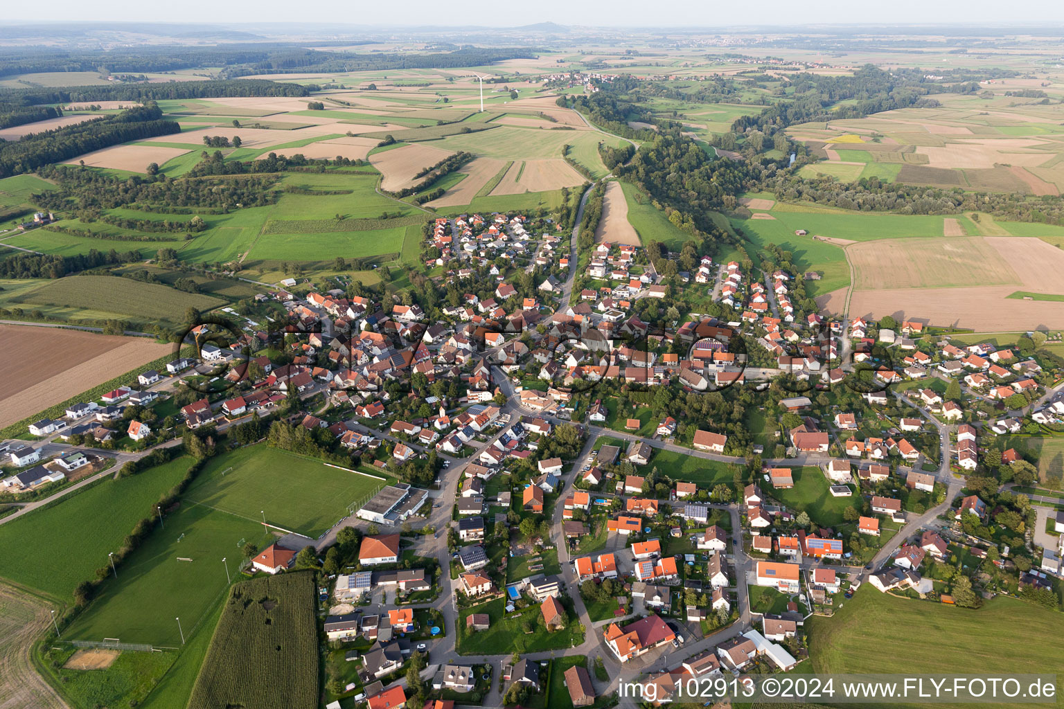 Blochingen in the state Baden-Wuerttemberg, Germany from above