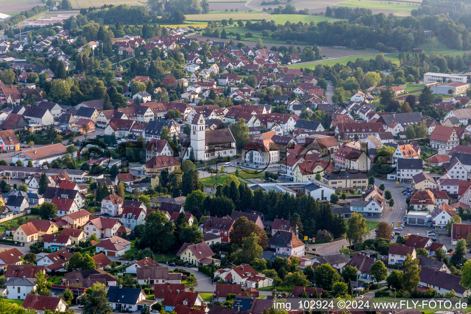 Church building Roem-kath. Kirchengemeinde Ostrachtal in Ostrach in the state Baden-Wurttemberg, Germany