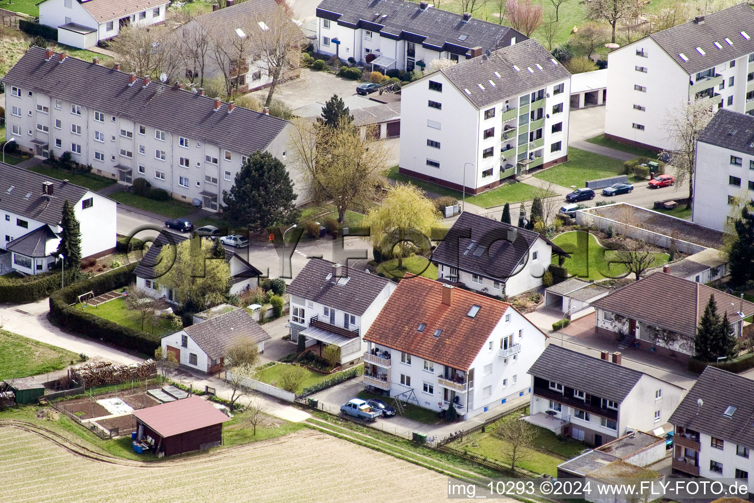 At the water tower in Kandel in the state Rhineland-Palatinate, Germany from above