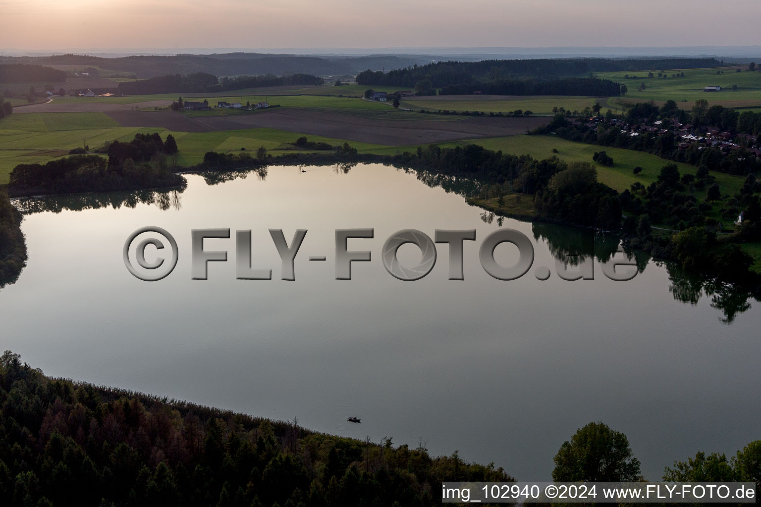 Aerial photograpy of Illmensee in the state Baden-Wuerttemberg, Germany