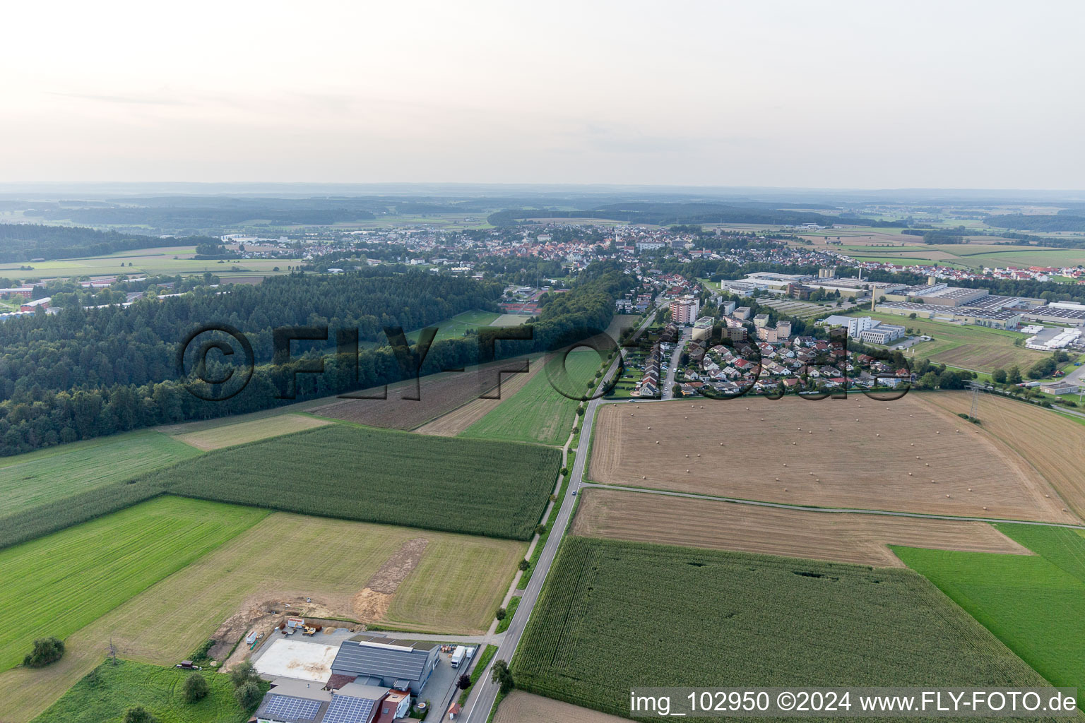 Aerial view of At the airport in Pfullendorf in the state Baden-Wuerttemberg, Germany