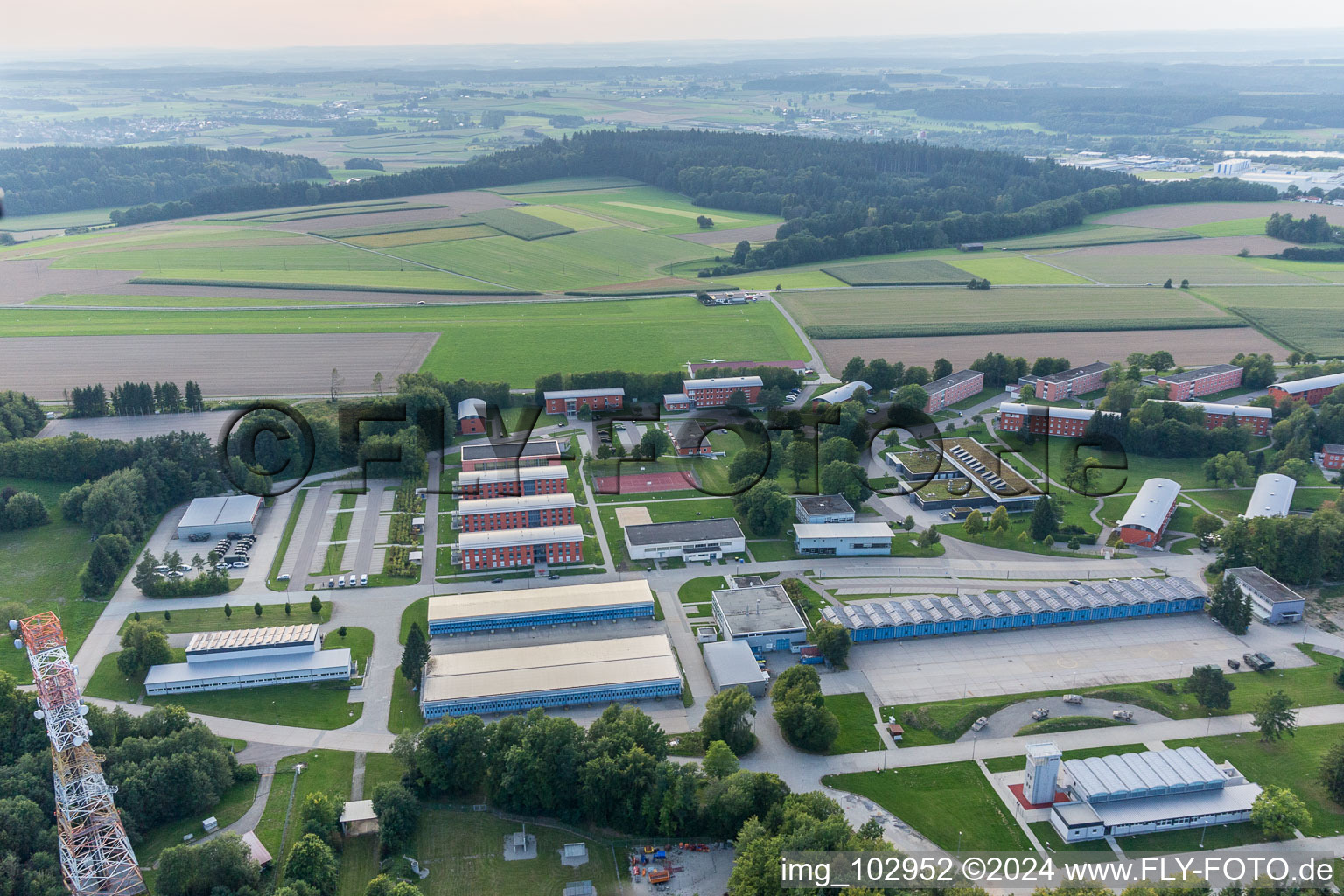 Oblique view of At the airport in Pfullendorf in the state Baden-Wuerttemberg, Germany