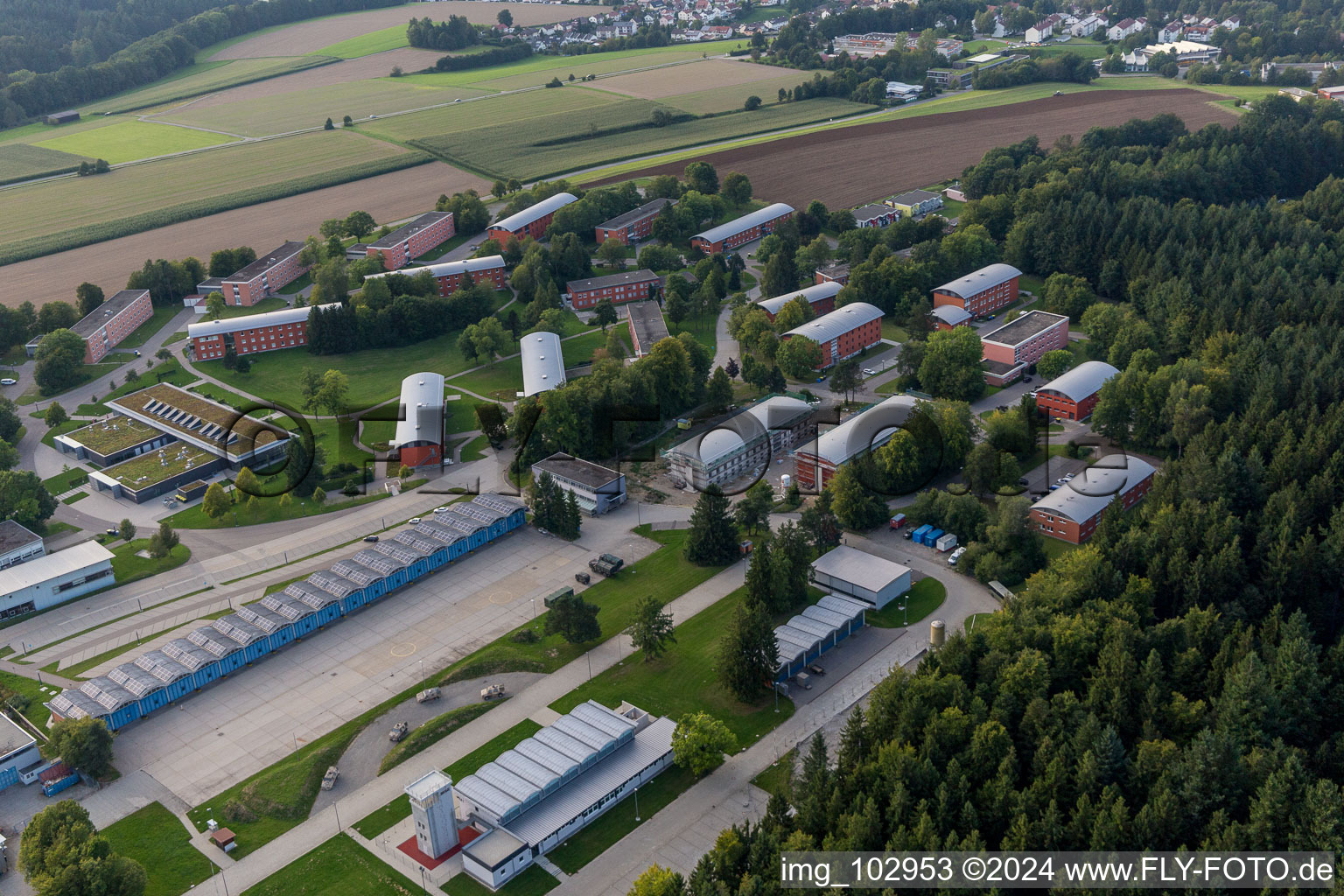 At the airport in Pfullendorf in the state Baden-Wuerttemberg, Germany from above