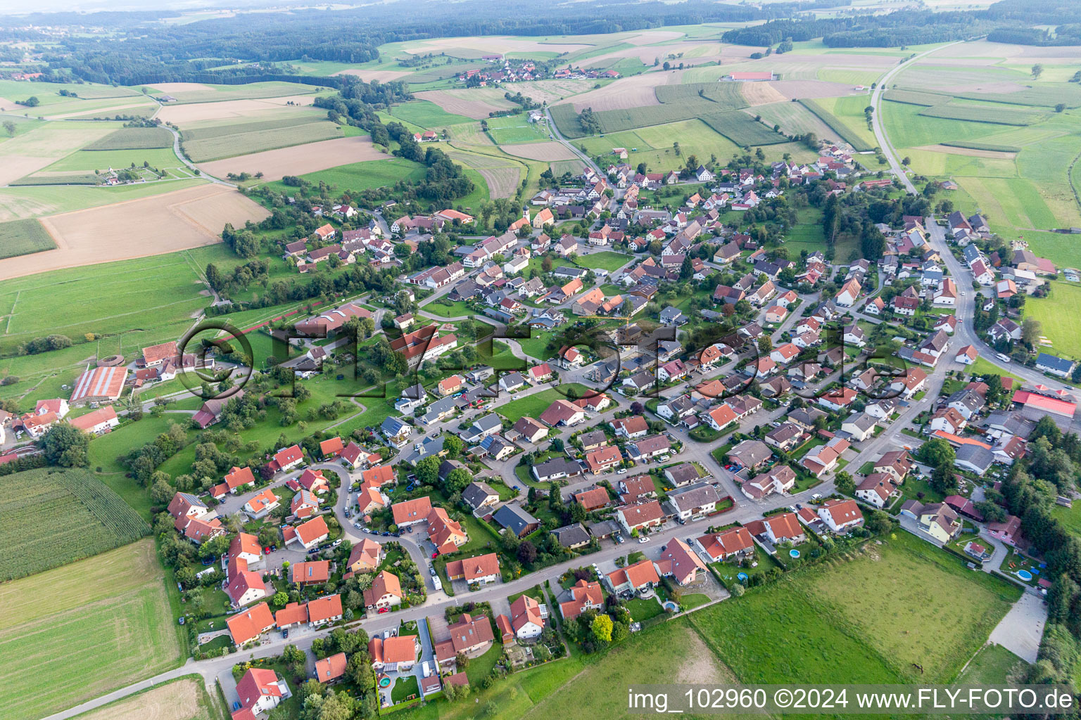 Aerial photograpy of District Aach-Linz in Pfullendorf in the state Baden-Wuerttemberg, Germany