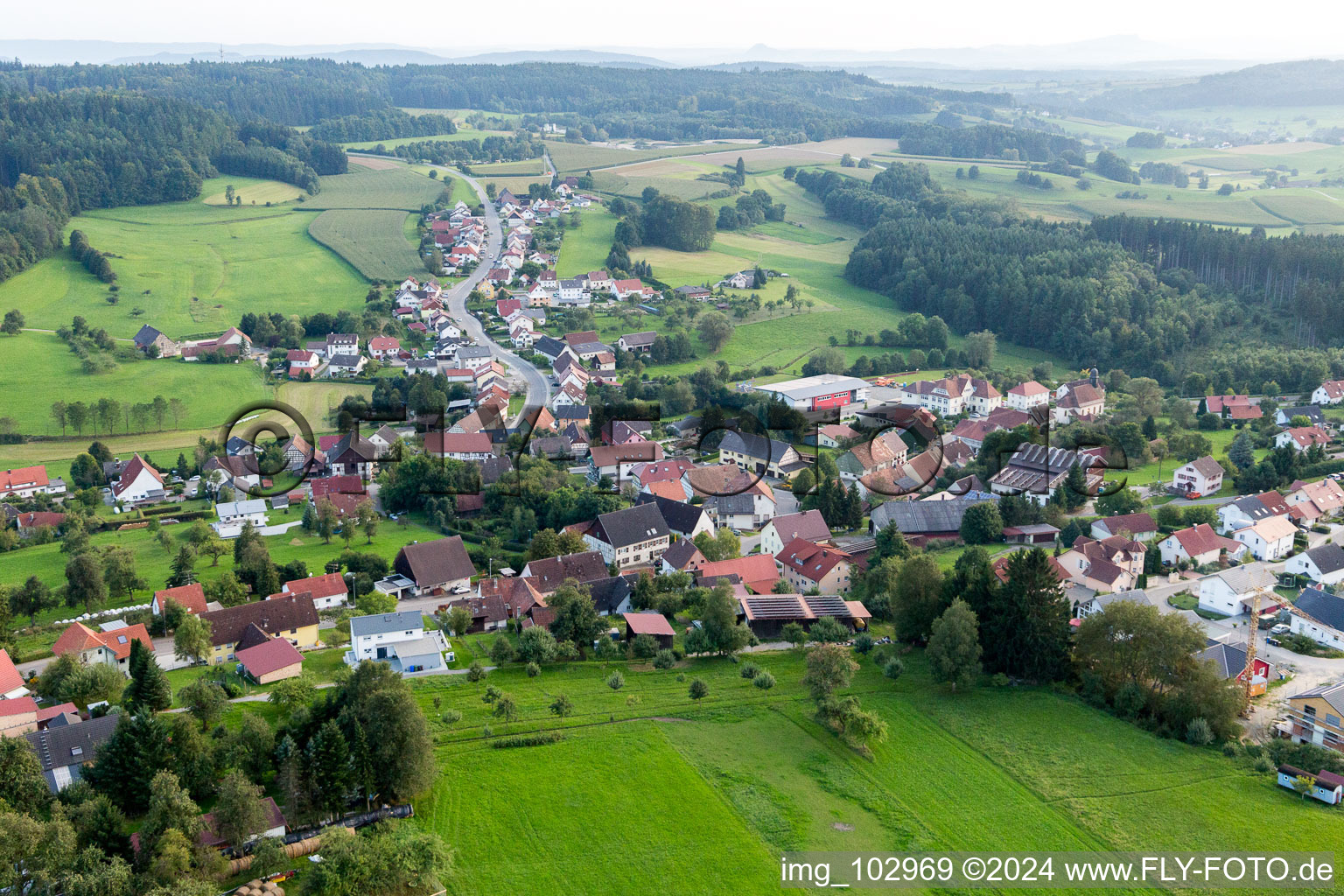 Aerial photograpy of District Zoznegg in Mühlingen in the state Baden-Wuerttemberg, Germany