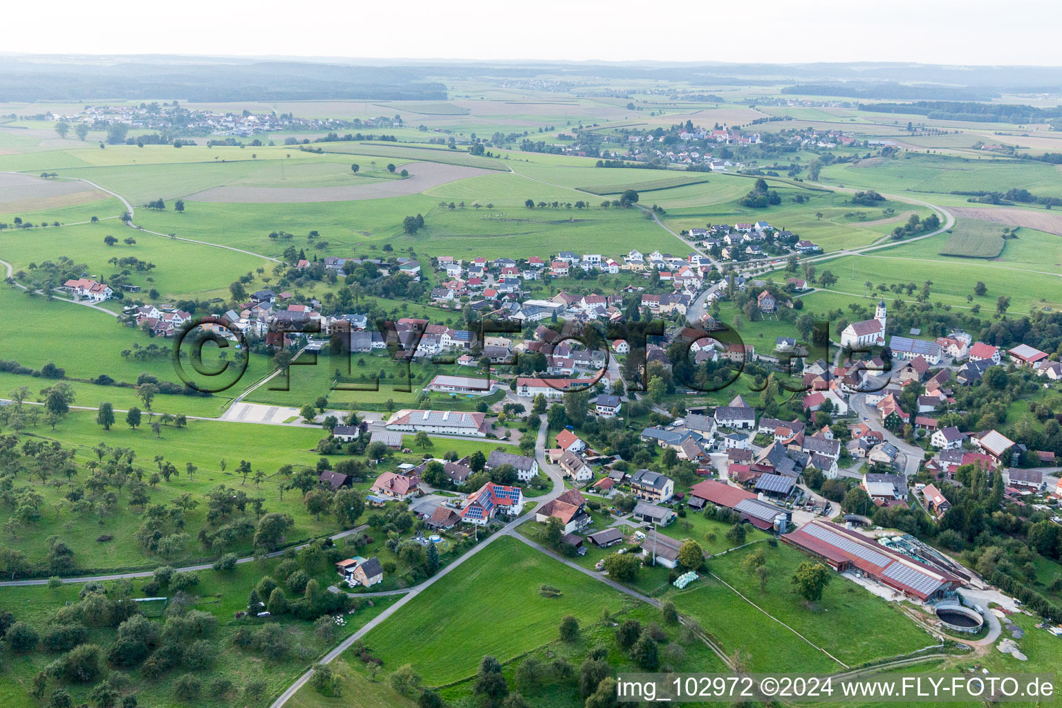 Oblique view of Mühlingen in the state Baden-Wuerttemberg, Germany