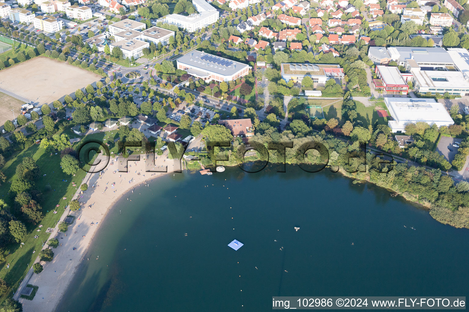 Swimming lake in Bensheim in the state Hesse, Germany out of the air