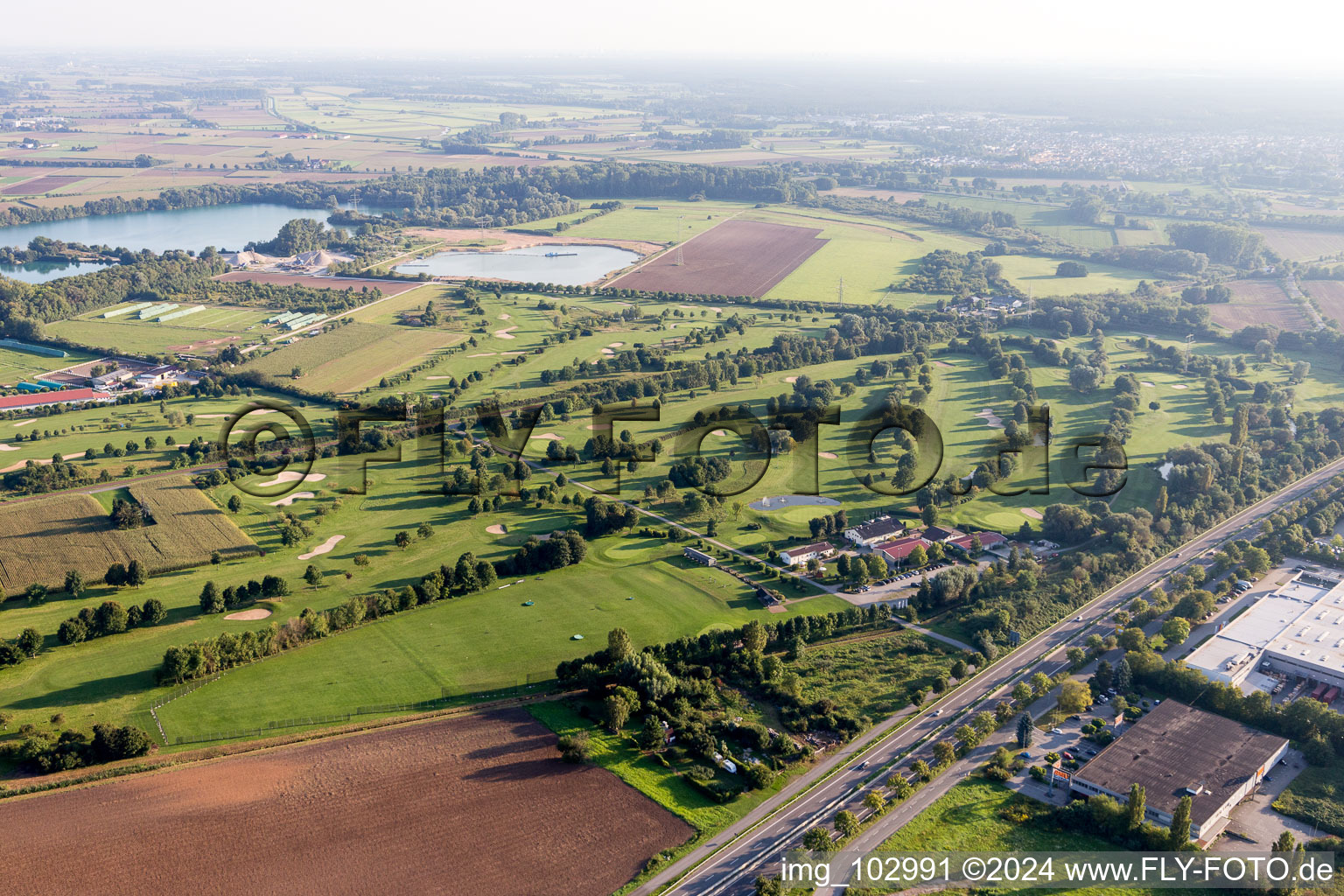 Aerial view of Golf Club in Bensheim in the state Hesse, Germany