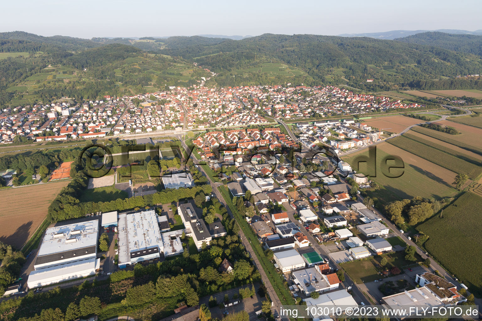Laudenbach in the state Baden-Wuerttemberg, Germany from the drone perspective