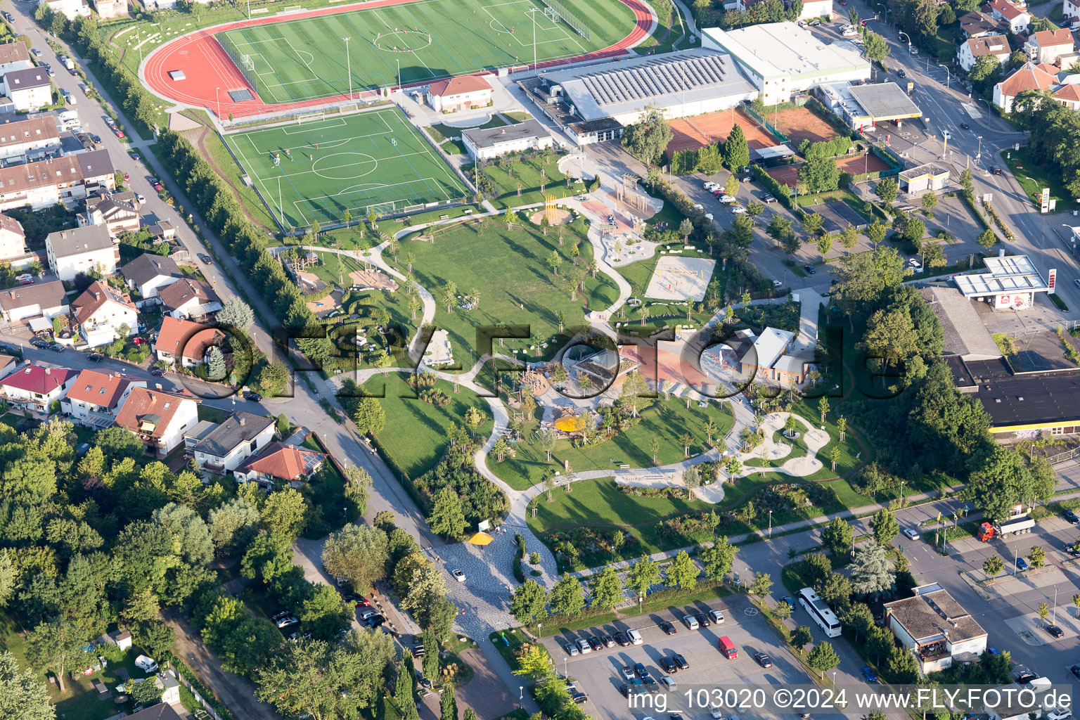 Hemsbach in the state Baden-Wuerttemberg, Germany from the plane