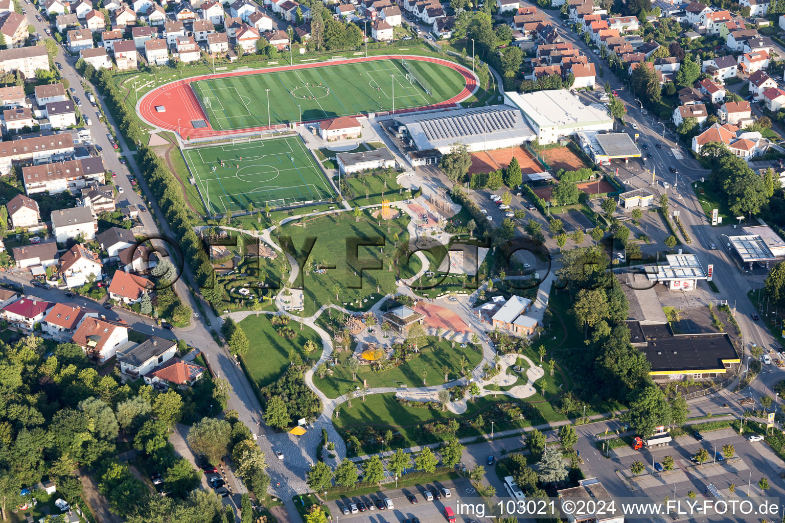 Bird's eye view of Hemsbach in the state Baden-Wuerttemberg, Germany