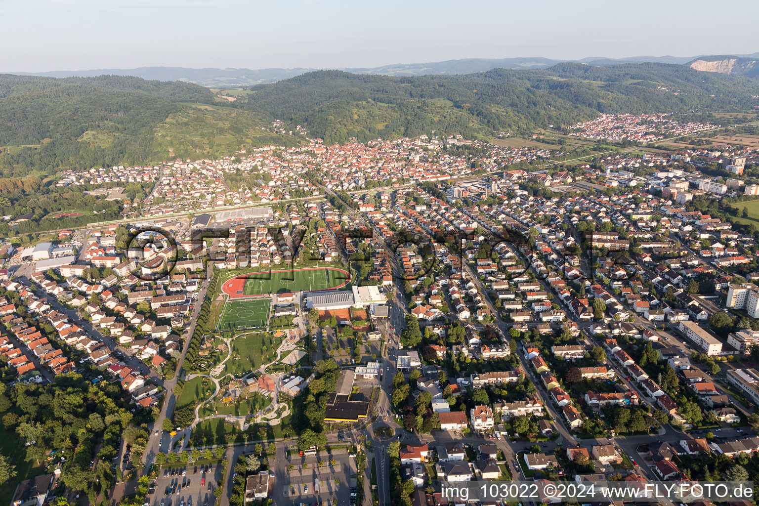 Hemsbach in the state Baden-Wuerttemberg, Germany viewn from the air