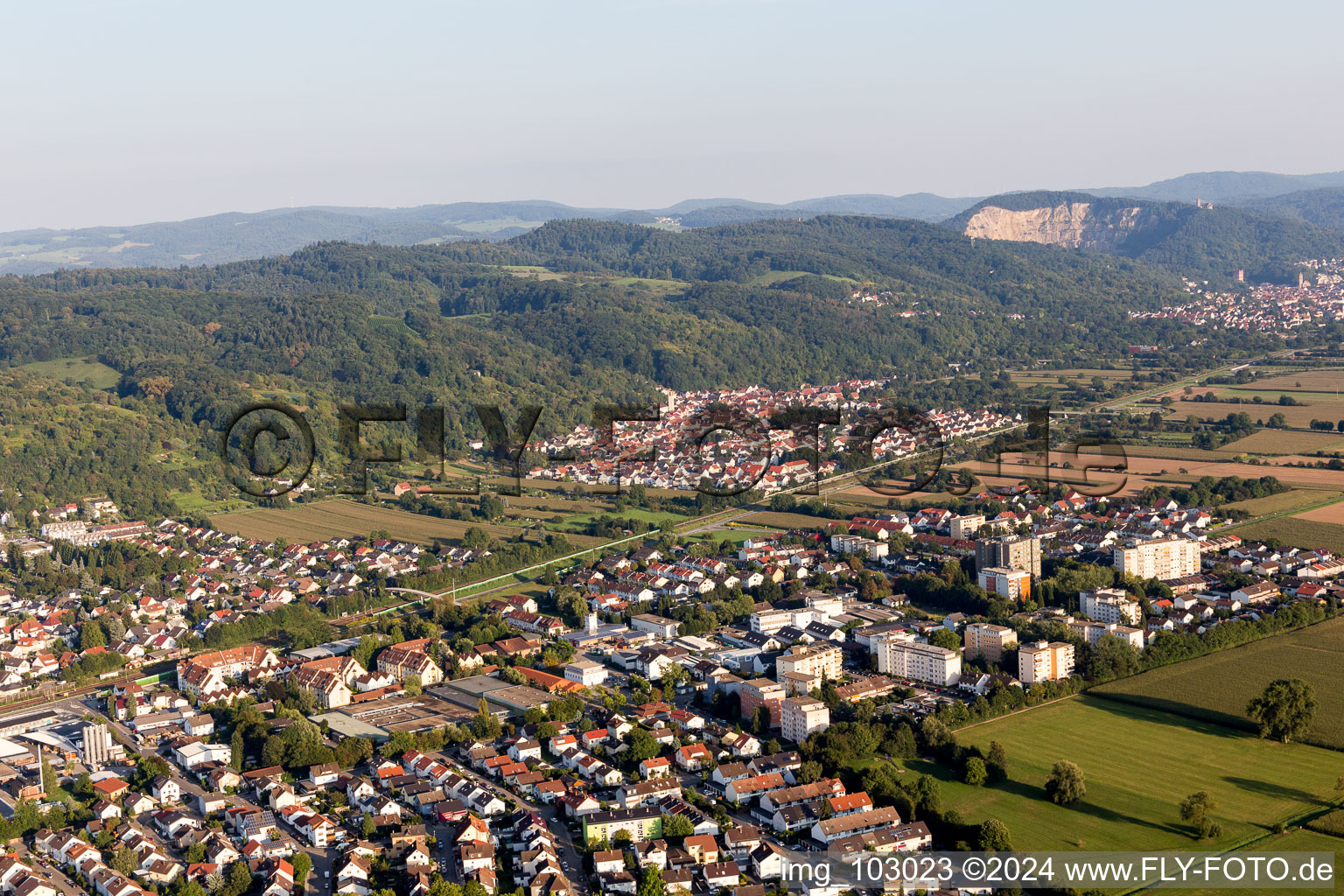 Drone recording of Hemsbach in the state Baden-Wuerttemberg, Germany