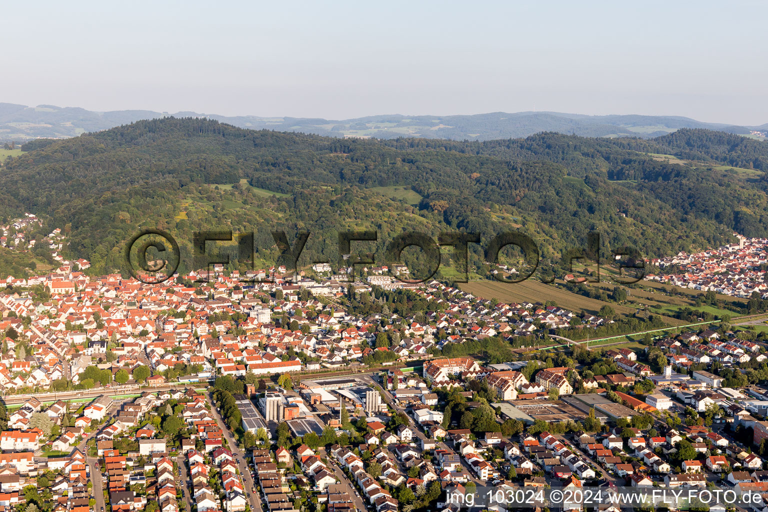 Drone image of Hemsbach in the state Baden-Wuerttemberg, Germany