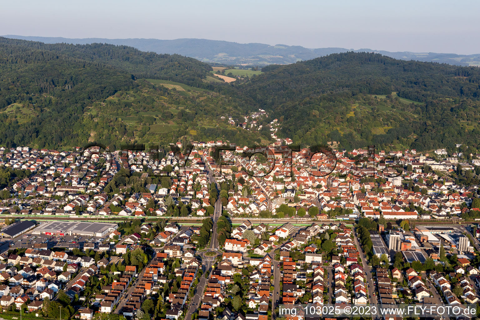 Hemsbach in the state Baden-Wuerttemberg, Germany from the drone perspective