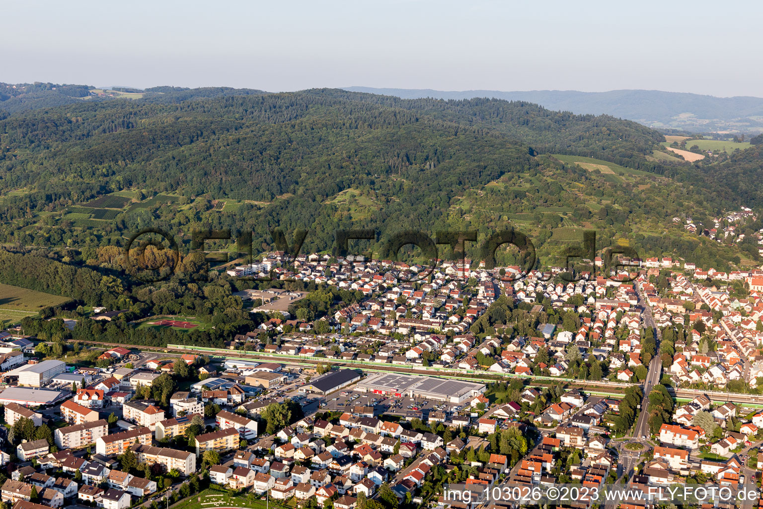 Hemsbach in the state Baden-Wuerttemberg, Germany from a drone