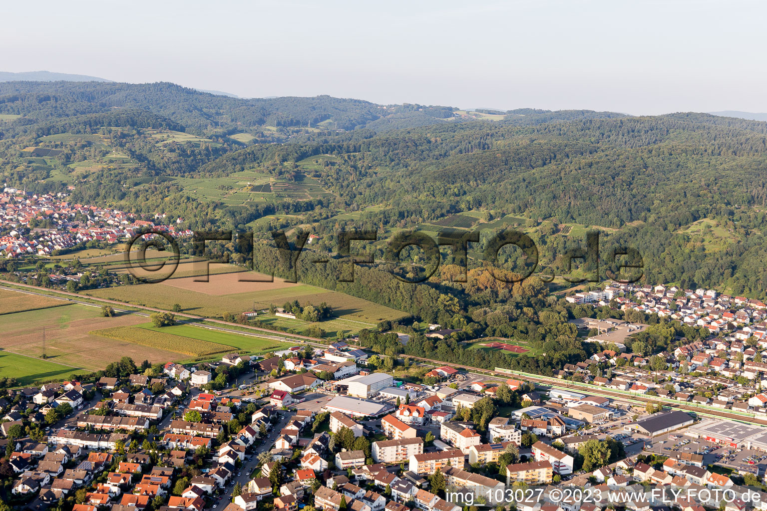 Hemsbach in the state Baden-Wuerttemberg, Germany seen from a drone