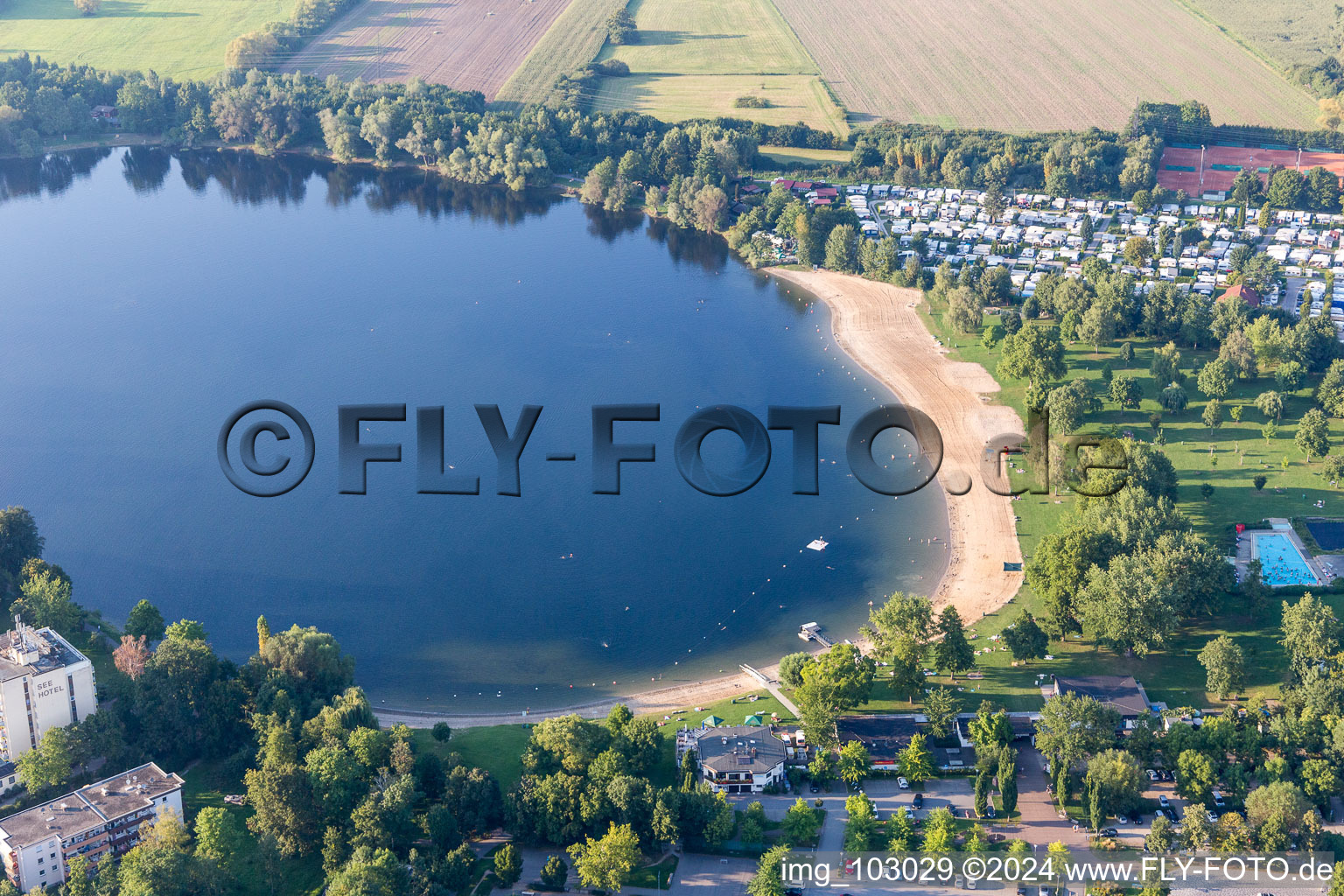 Aerial photograpy of Hemsbach in the state Baden-Wuerttemberg, Germany