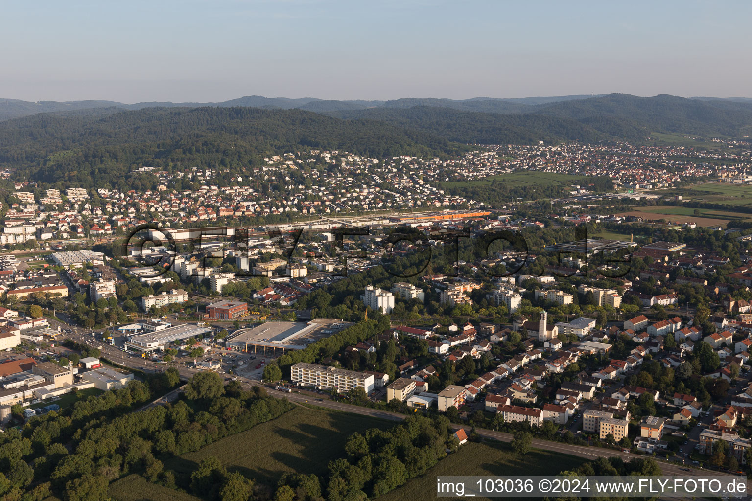 Weinheim in the state Baden-Wuerttemberg, Germany from the plane