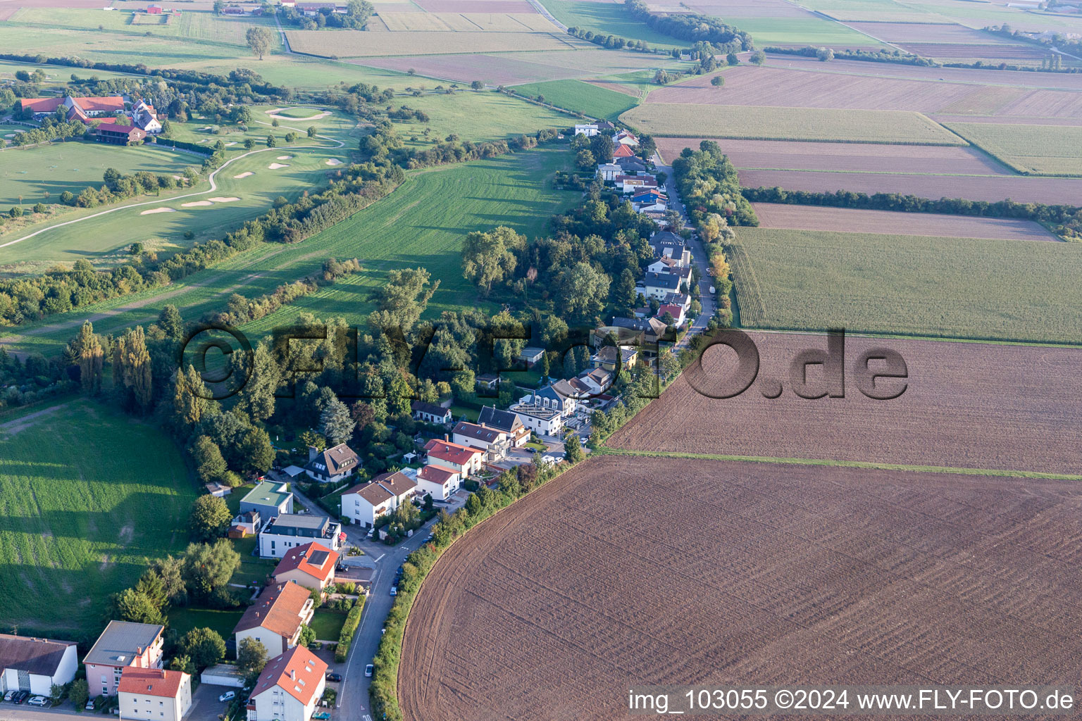 Aerial view of Neuzenlache in Viernheim in the state Hesse, Germany