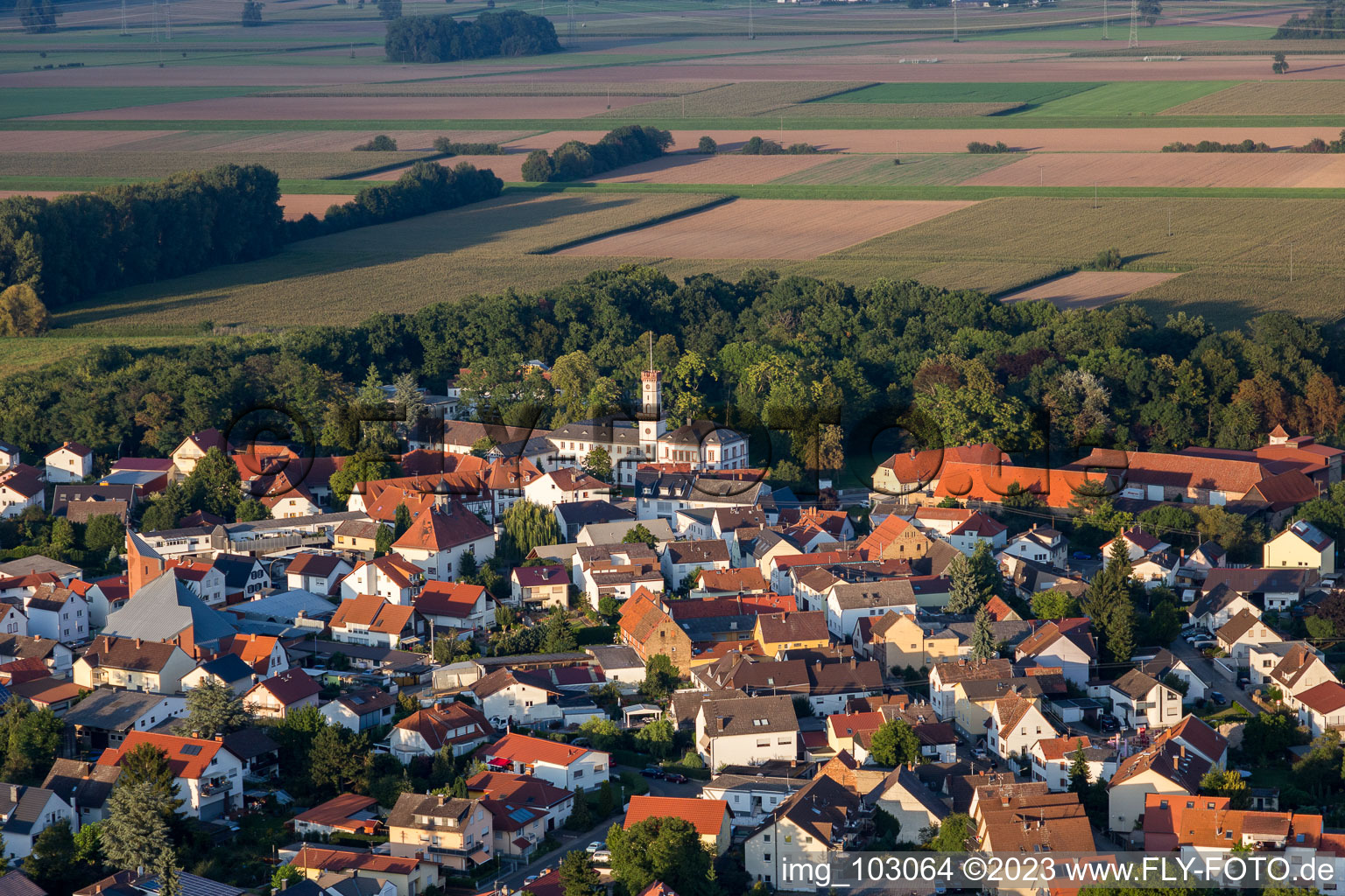 Bird's eye view of Hüttenfeld in the state Hesse, Germany