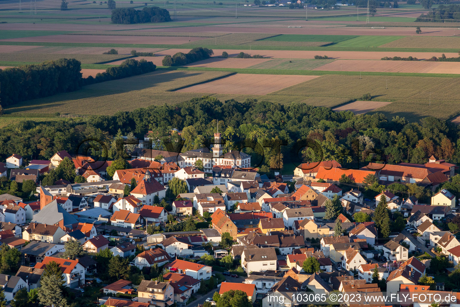 Hüttenfeld in the state Hesse, Germany viewn from the air