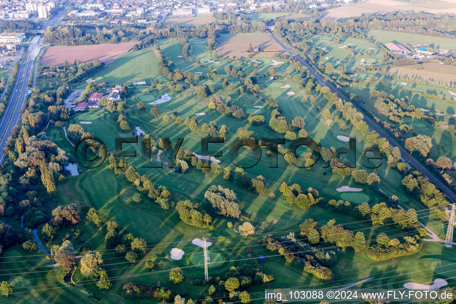 Drone recording of Golf Club in Bensheim in the state Hesse, Germany