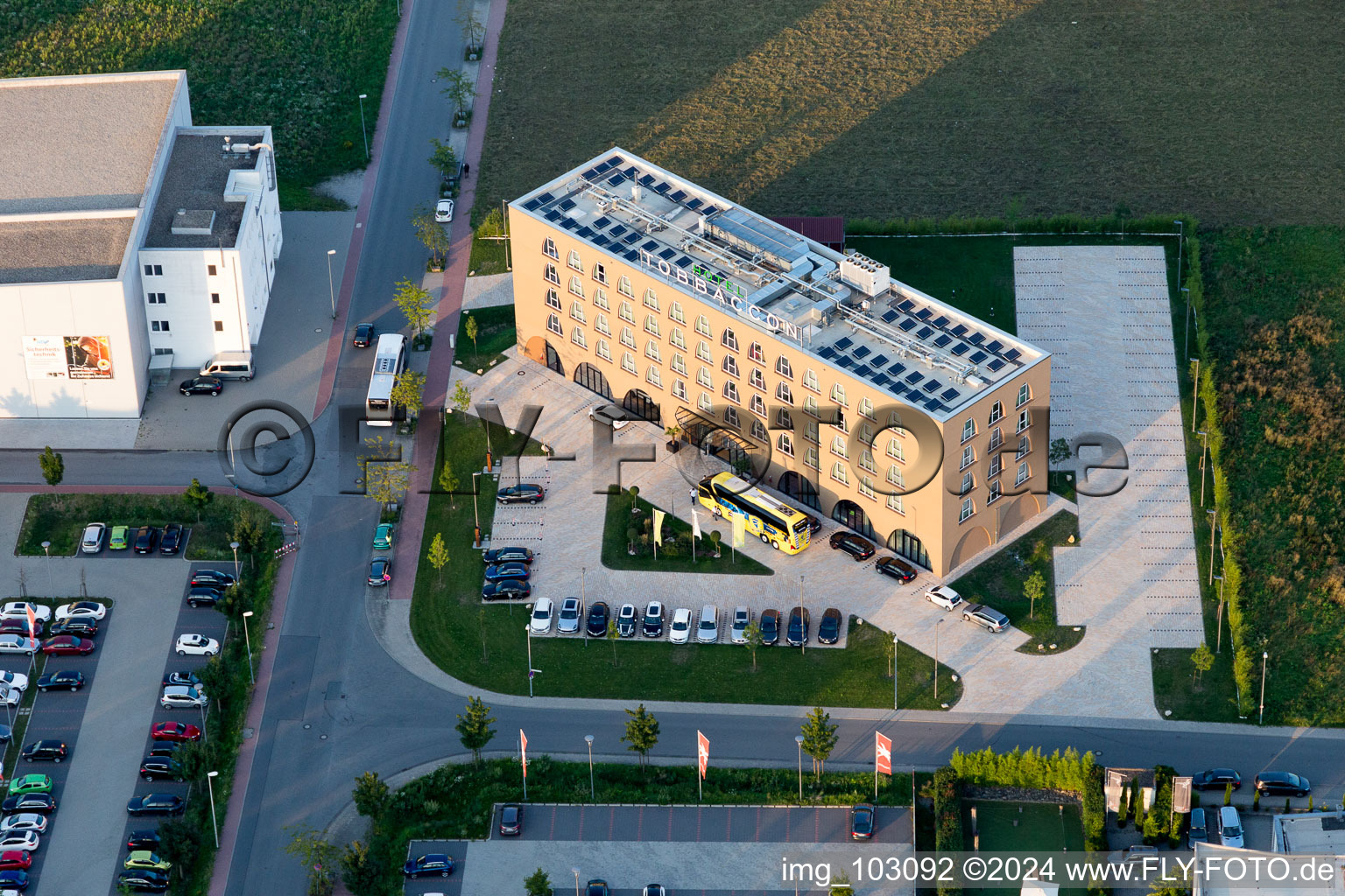 Aerial view of Industrial Area West in Bensheim in the state Hesse, Germany