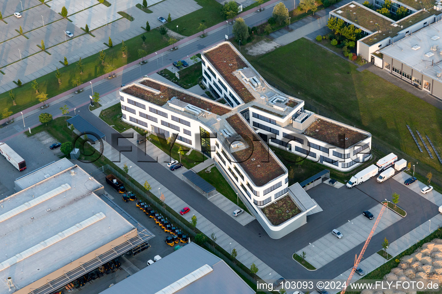 Aerial photograpy of Industrial Area West in Bensheim in the state Hesse, Germany