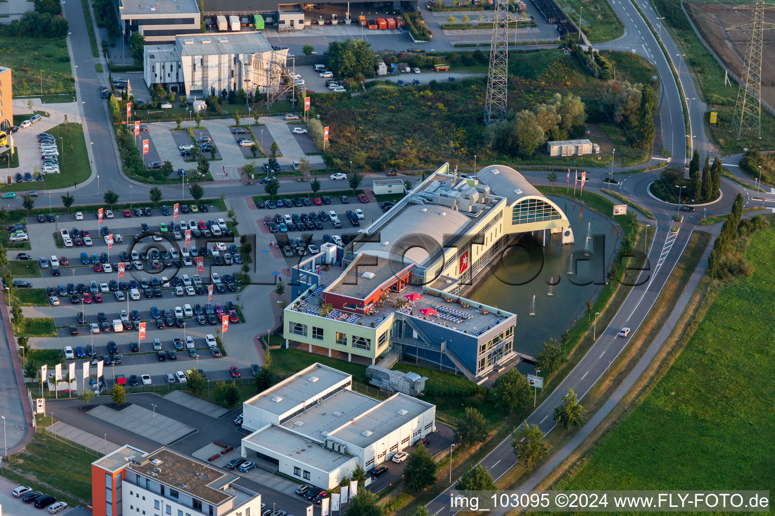 Aerial view of Industrial area in Bensheim in the state Hesse, Germany