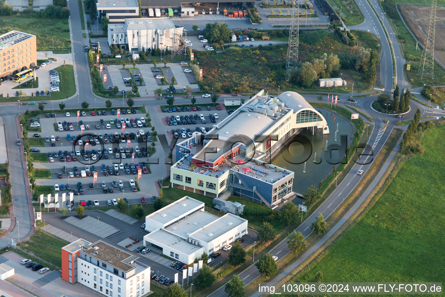 Aerial photograpy of Industrial area in Bensheim in the state Hesse, Germany