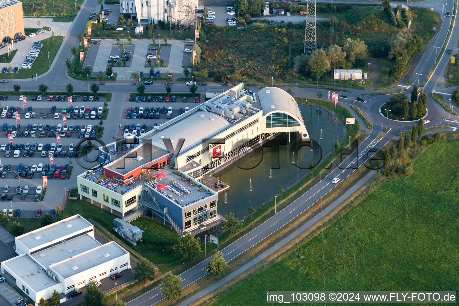 Industrial area in Bensheim in the state Hesse, Germany from above