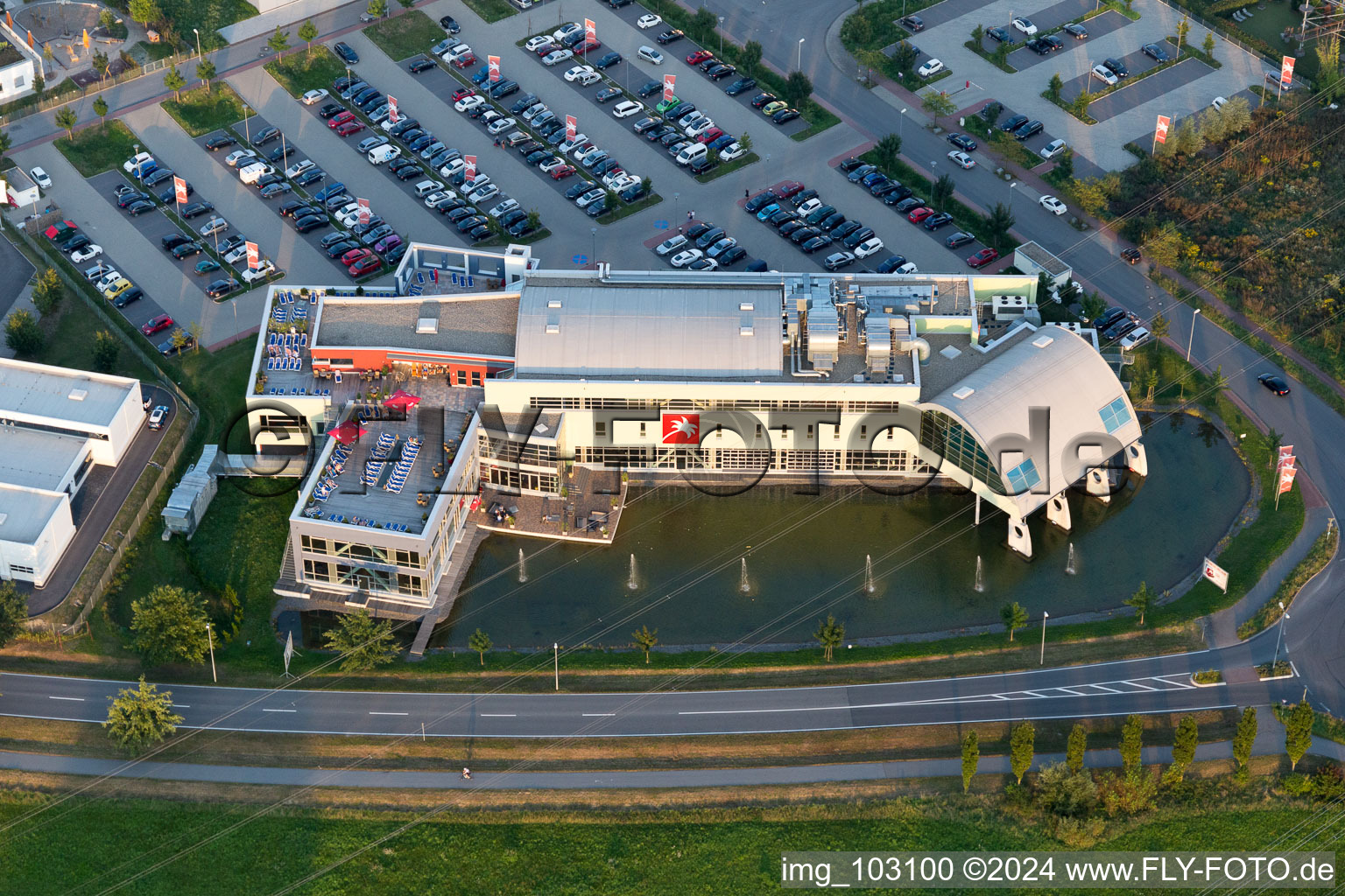 Industrial Area West in Bensheim in the state Hesse, Germany from above