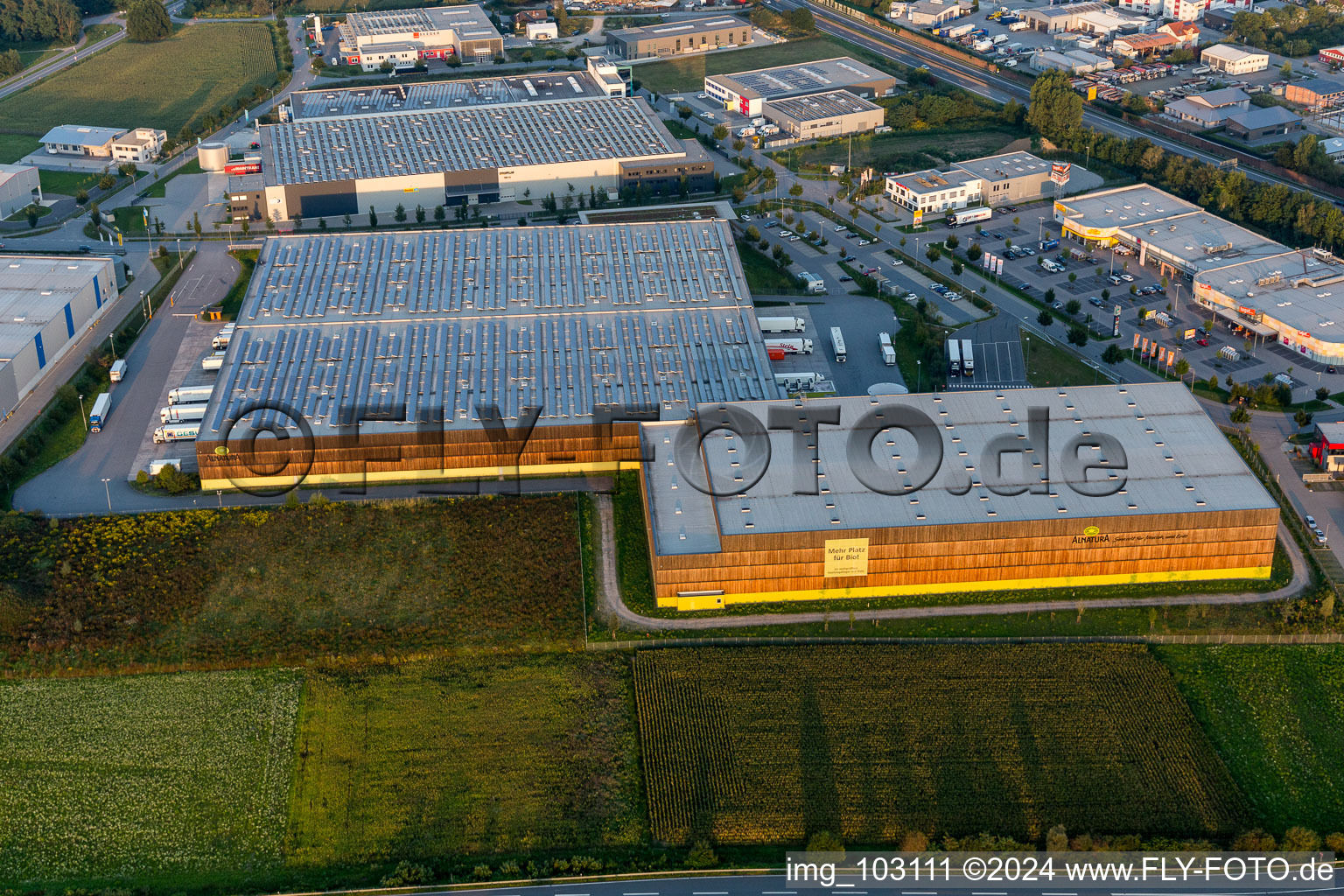 Industrial area north in Lorsch in the state Hesse, Germany out of the air