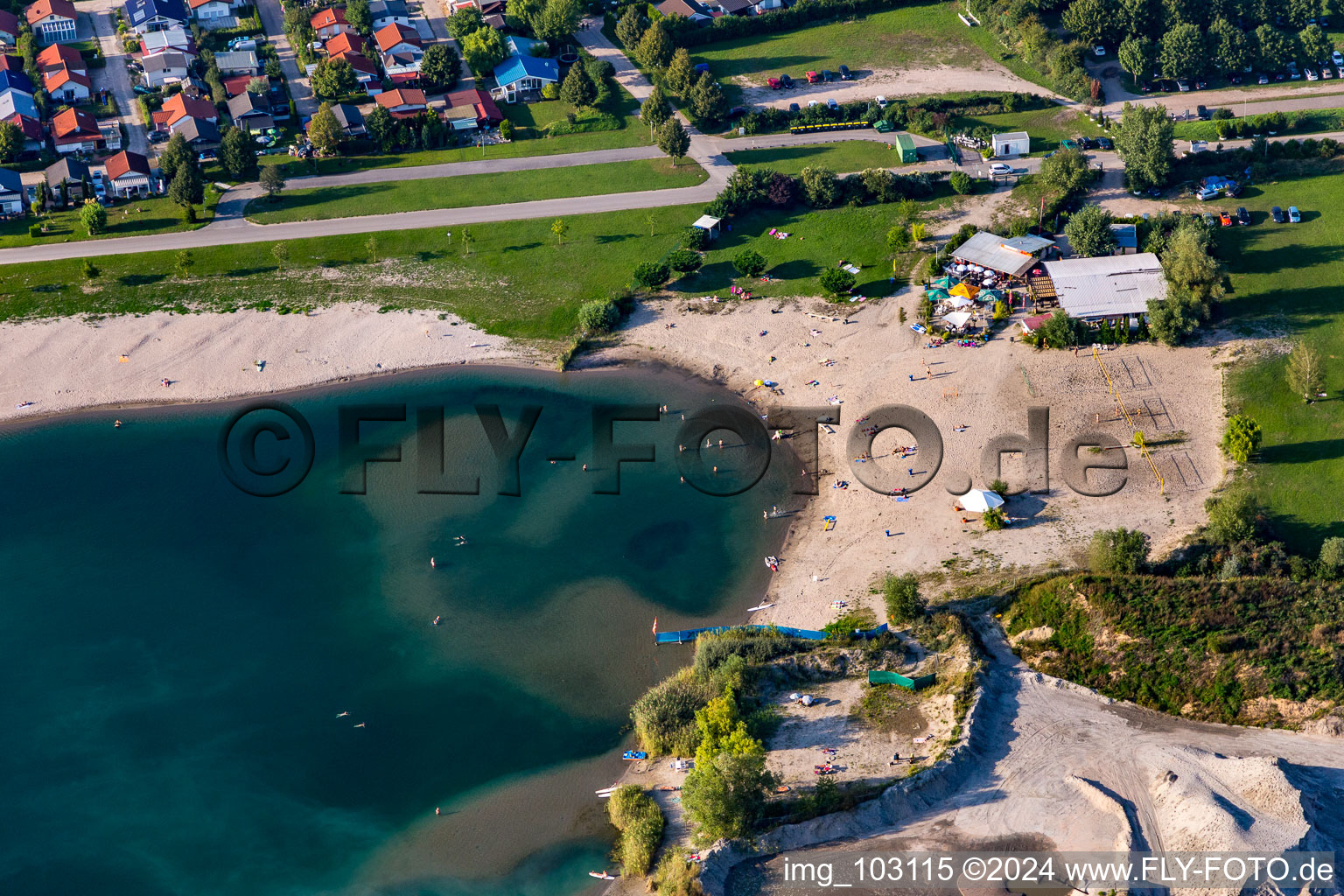 Aerial view of Surf school Biblis at Riedsee in Biblis in the state Hesse, Germany