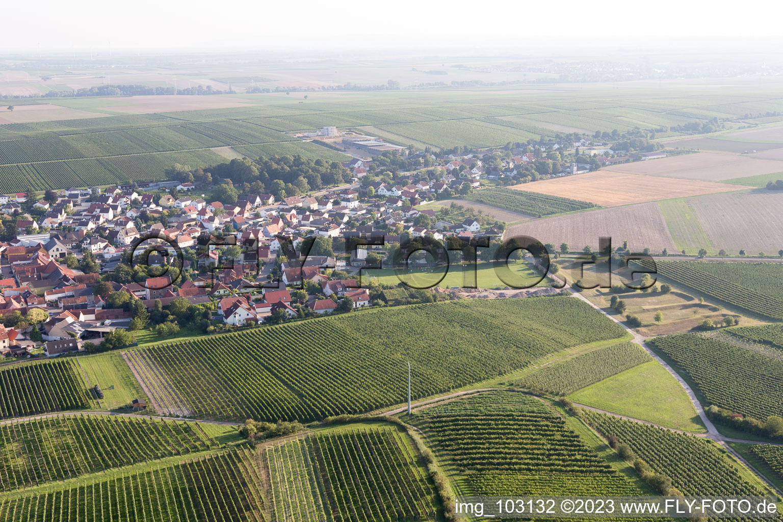 Aerial view of Bechtheim in the state Rhineland-Palatinate, Germany