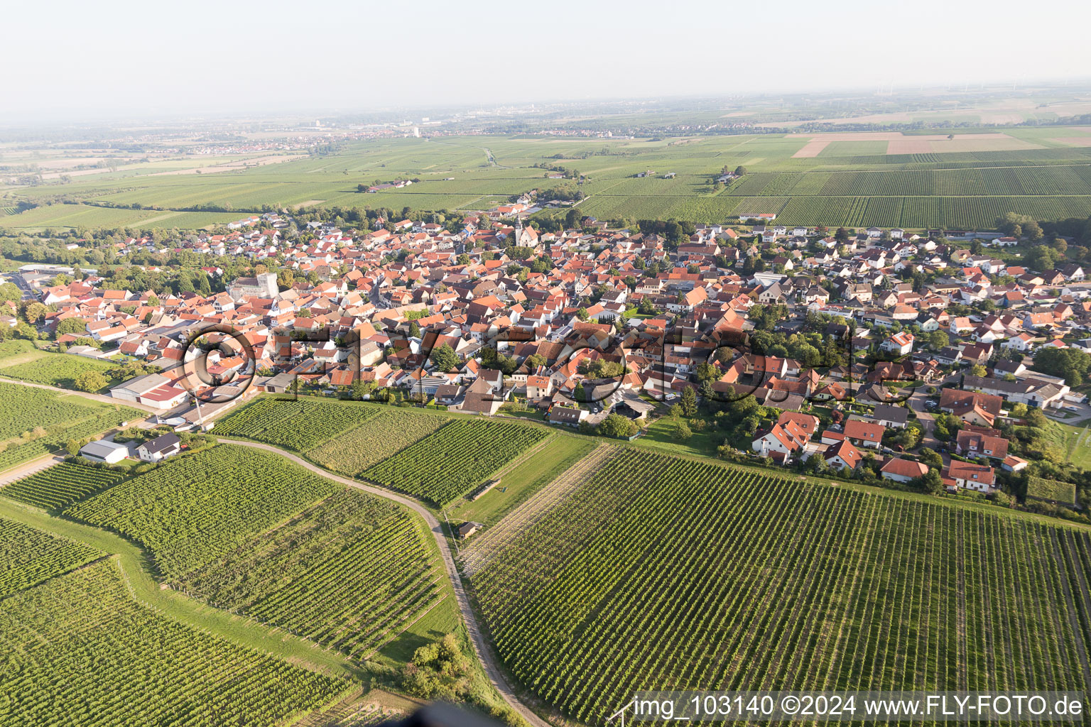 Drone recording of Bechtheim in the state Rhineland-Palatinate, Germany