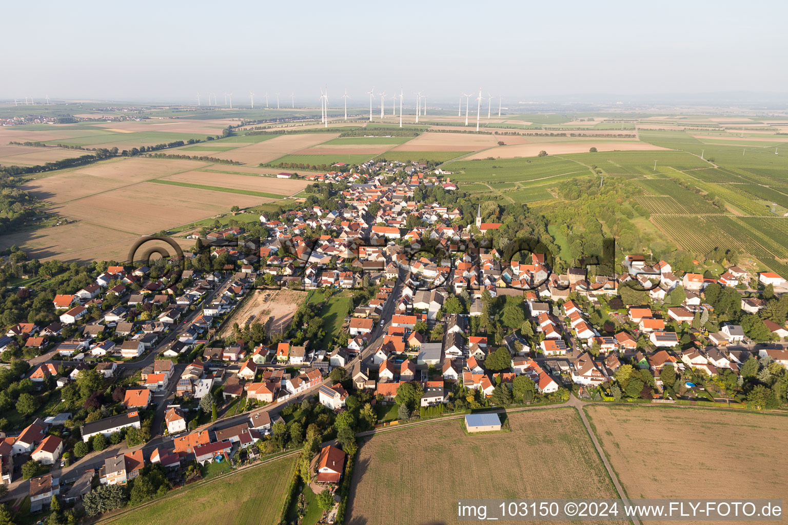 District Heßloch in Dittelsheim-Heßloch in the state Rhineland-Palatinate, Germany from the plane