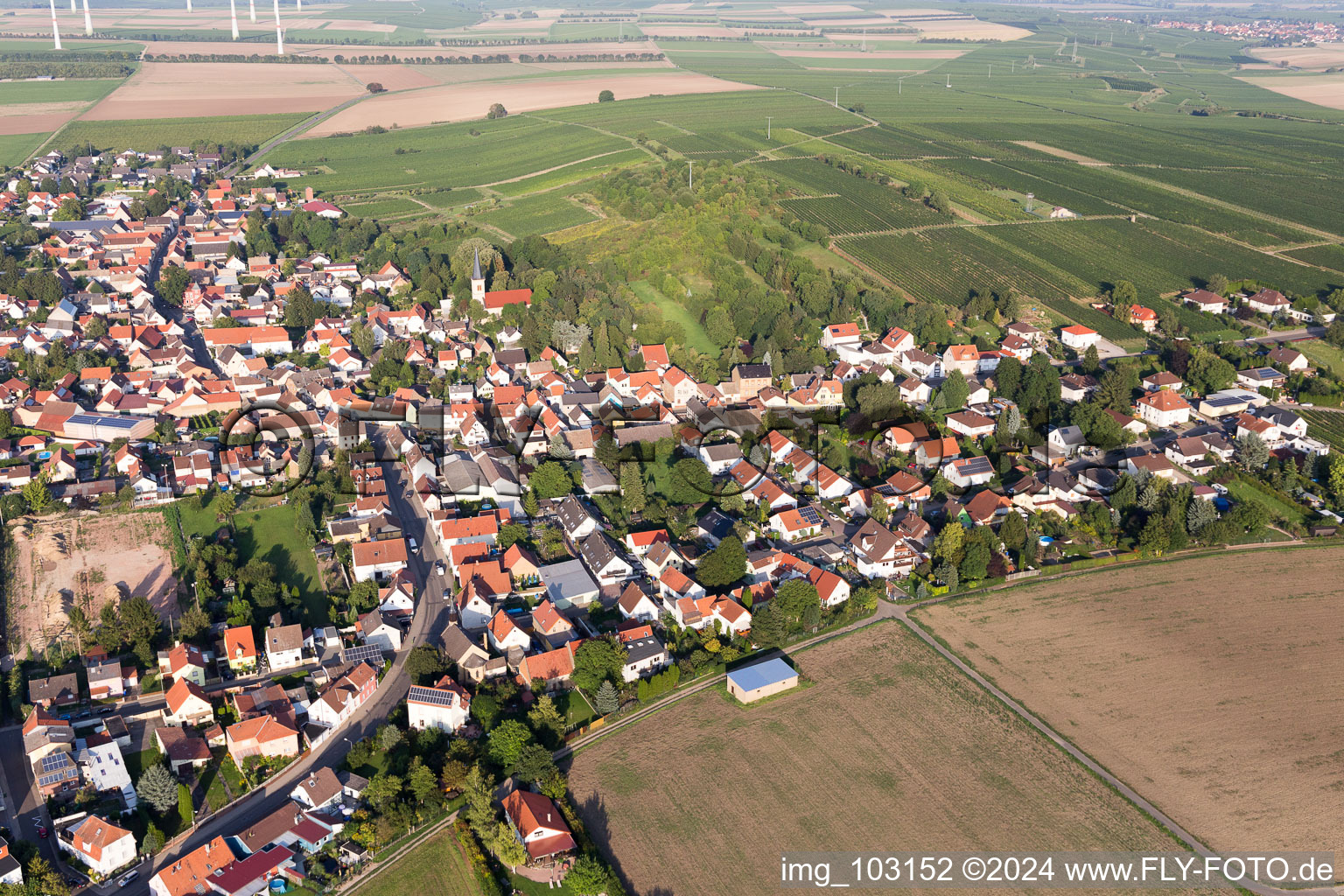 District Heßloch in Dittelsheim-Heßloch in the state Rhineland-Palatinate, Germany viewn from the air