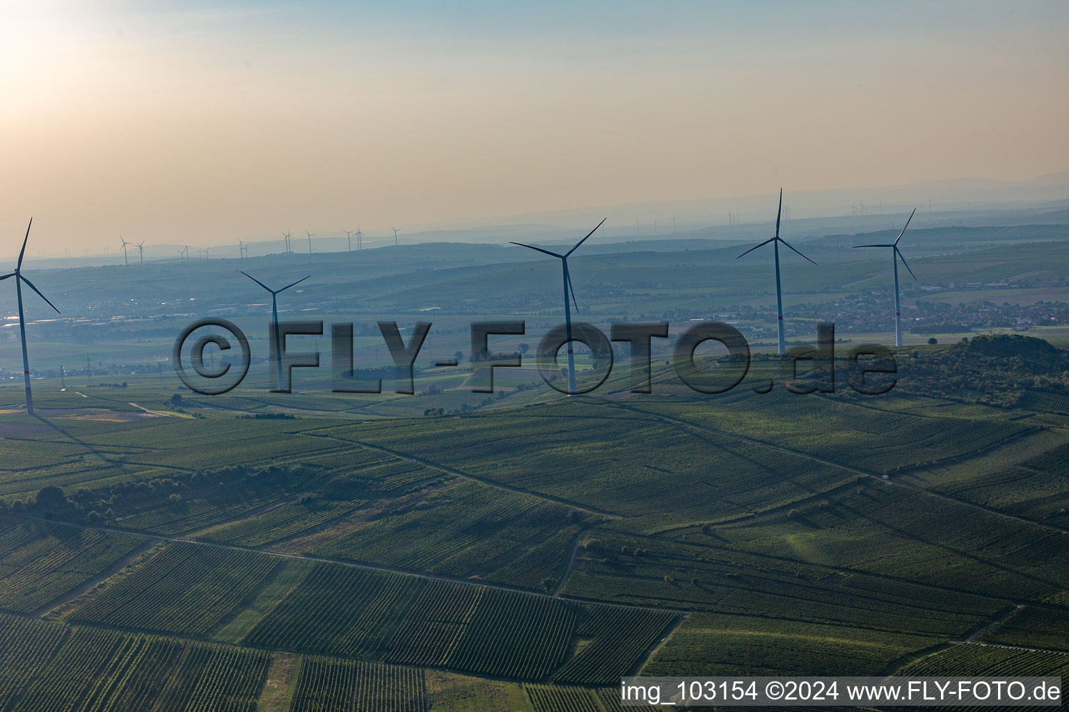 Wind farm in Gau-Heppenheim in the state Rhineland-Palatinate, Germany