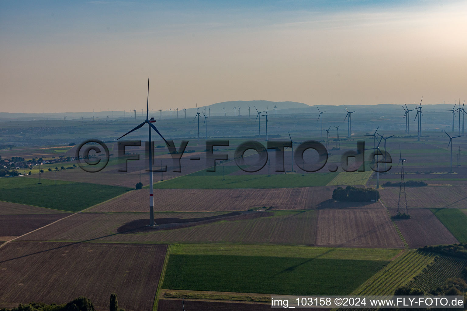 Aerial view of Dittelsheim-Heßloch in the state Rhineland-Palatinate, Germany