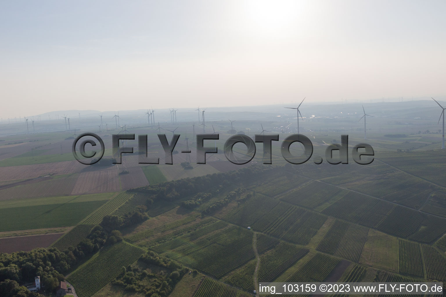 Aerial photograpy of Dittelsheim-Heßloch in the state Rhineland-Palatinate, Germany