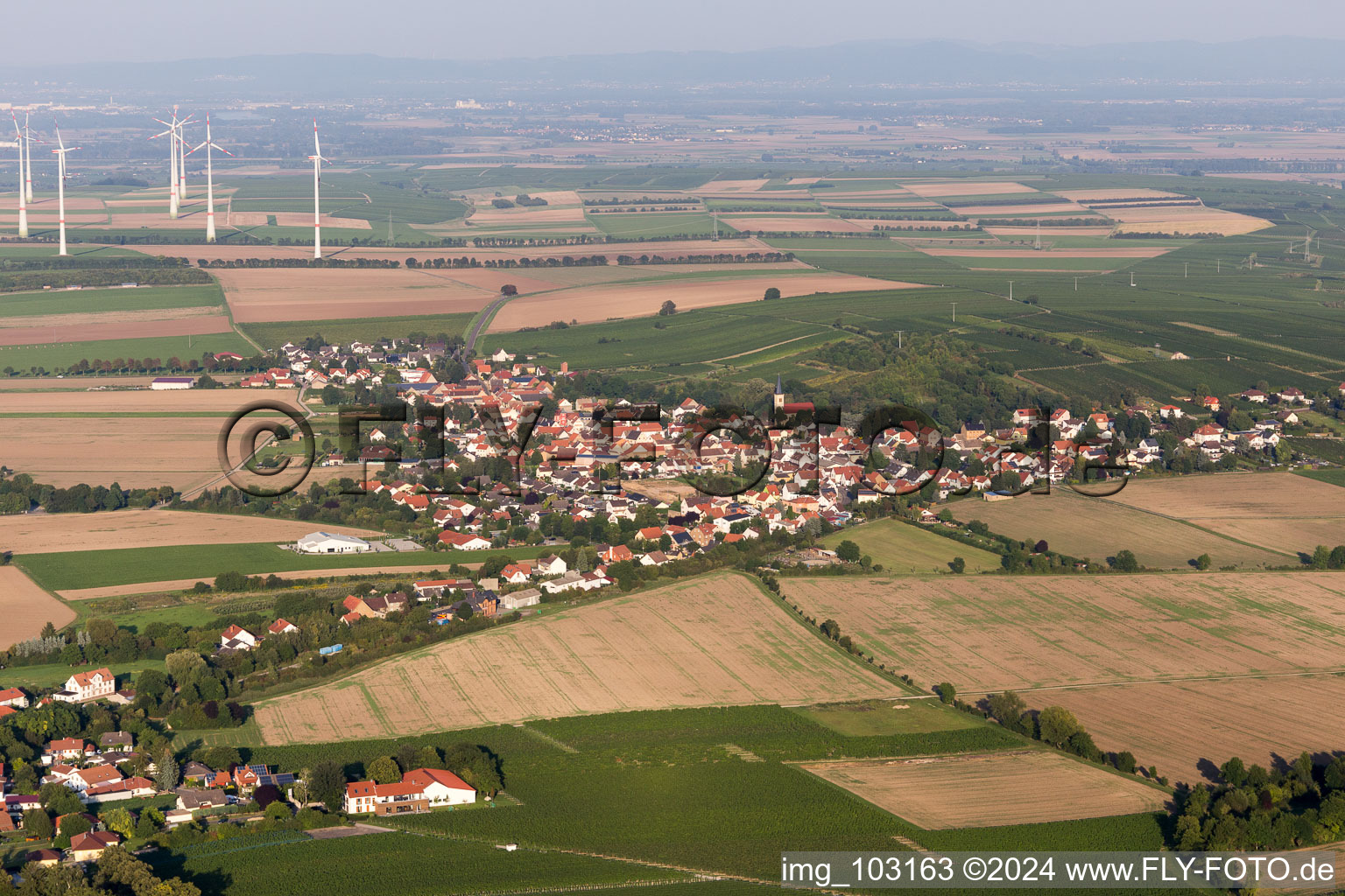 Oblique view of District Dittelsheim in Dittelsheim-Heßloch in the state Rhineland-Palatinate, Germany