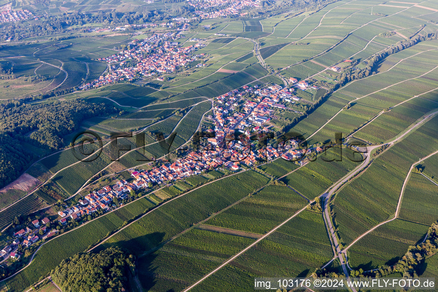 Ranschbach in the state Rhineland-Palatinate, Germany from the plane